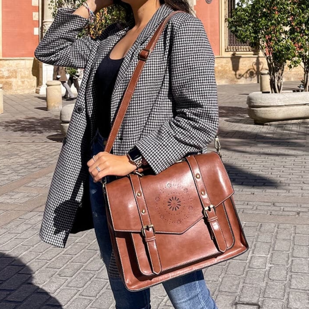 ECOSUSI Backpack Women Briefcase Messenger Laptop Bag Vegan Leather Satchel nwot